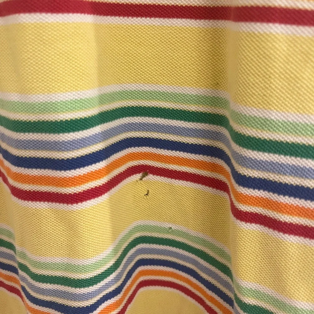 Vintage Yellow Striped Polo Shirt Preppy Spring‎ 90s Easter Shirt